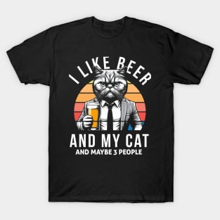 I Like Beer And My Cat And Maybe 3 People, funny gift for cat lovers T-Shirt